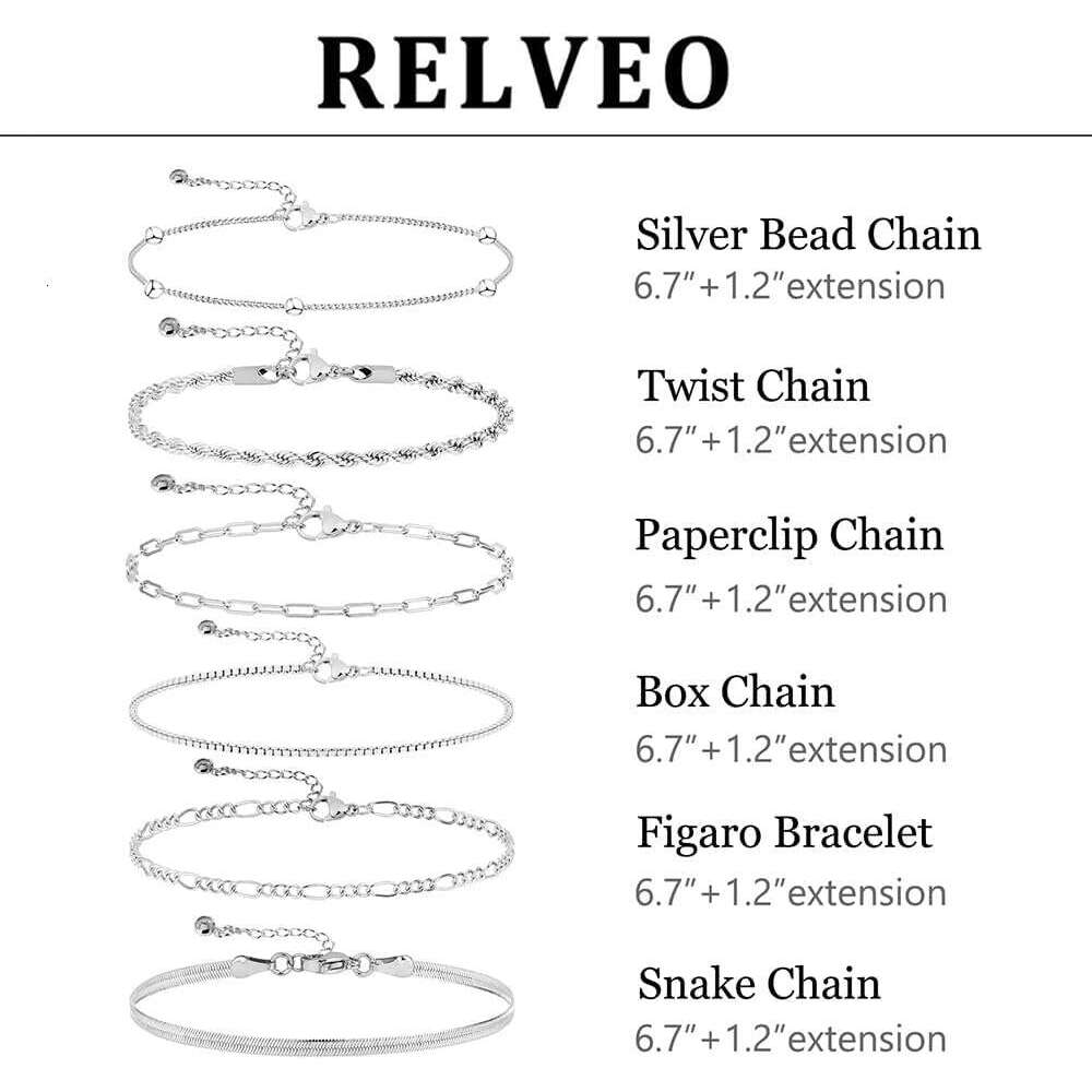 Gold/Sier Women,14K Real Gold Plated Bracelets Stack Trendy Sets Stackable Snake Figaro Paperclip k Chain Adjustable Bracelet Pack Jewelry for Women