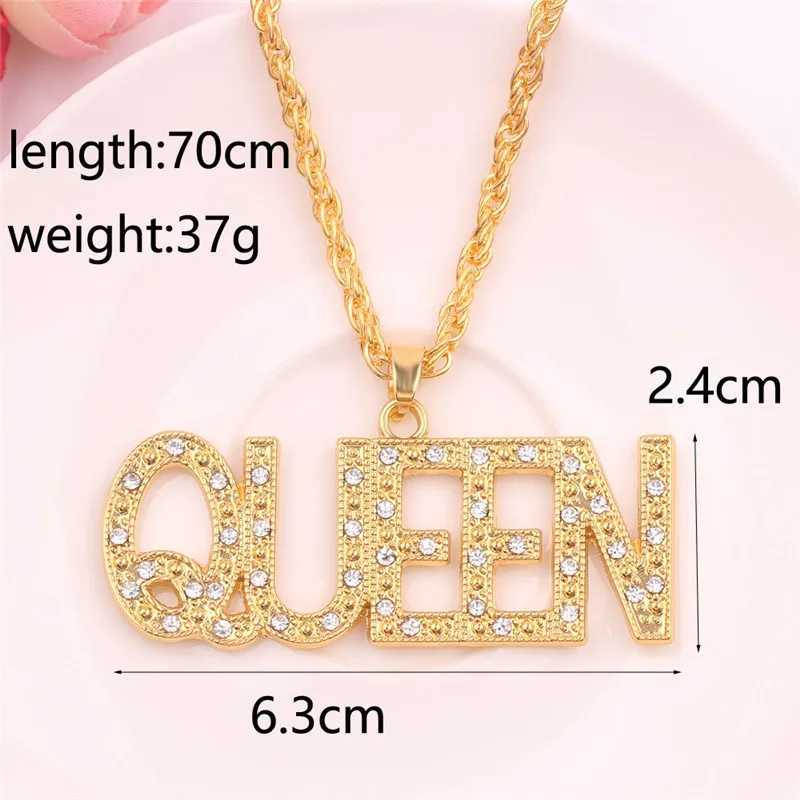 Mens Hip Hop Full Rhinestone King Pendant Necklace Sparkling Ice Out Cuban Chain Hip Hop Necklace Mens Jewelry Gift Y250329