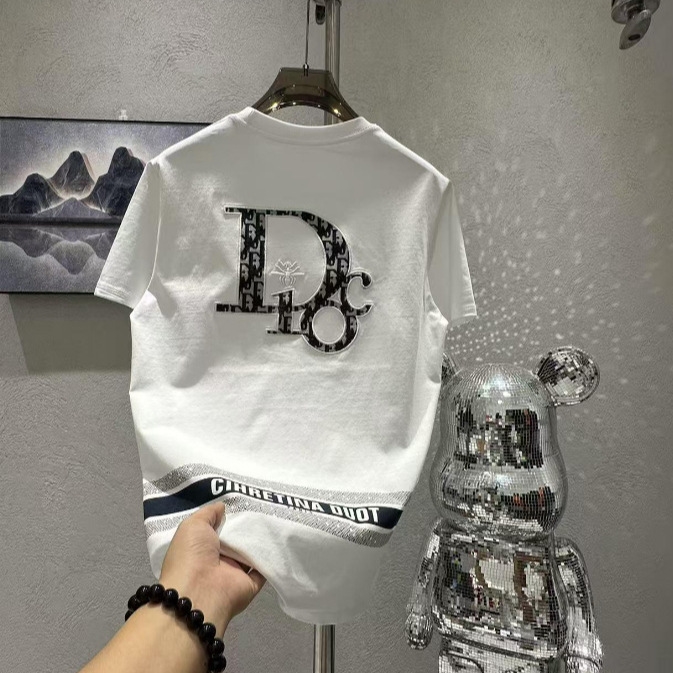2025 new men's short sleeve letter printing couple fashion trend round neck short sleeve breathable loose all match half sleeve gentle
