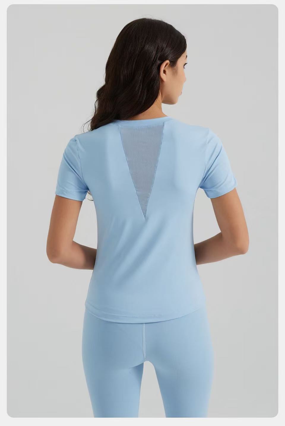 Women Yoga T shirt Cew Neck Fintness Short Sleeve Skinfriendly Workout Breathble Blackless Quick Dry Top Female BFT024
