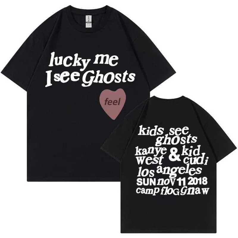 Kids See Ghosts T Shirt 2025 Letters Print T Shirts Men Women Fashion Casual Cotton T-shirt Tops X250329