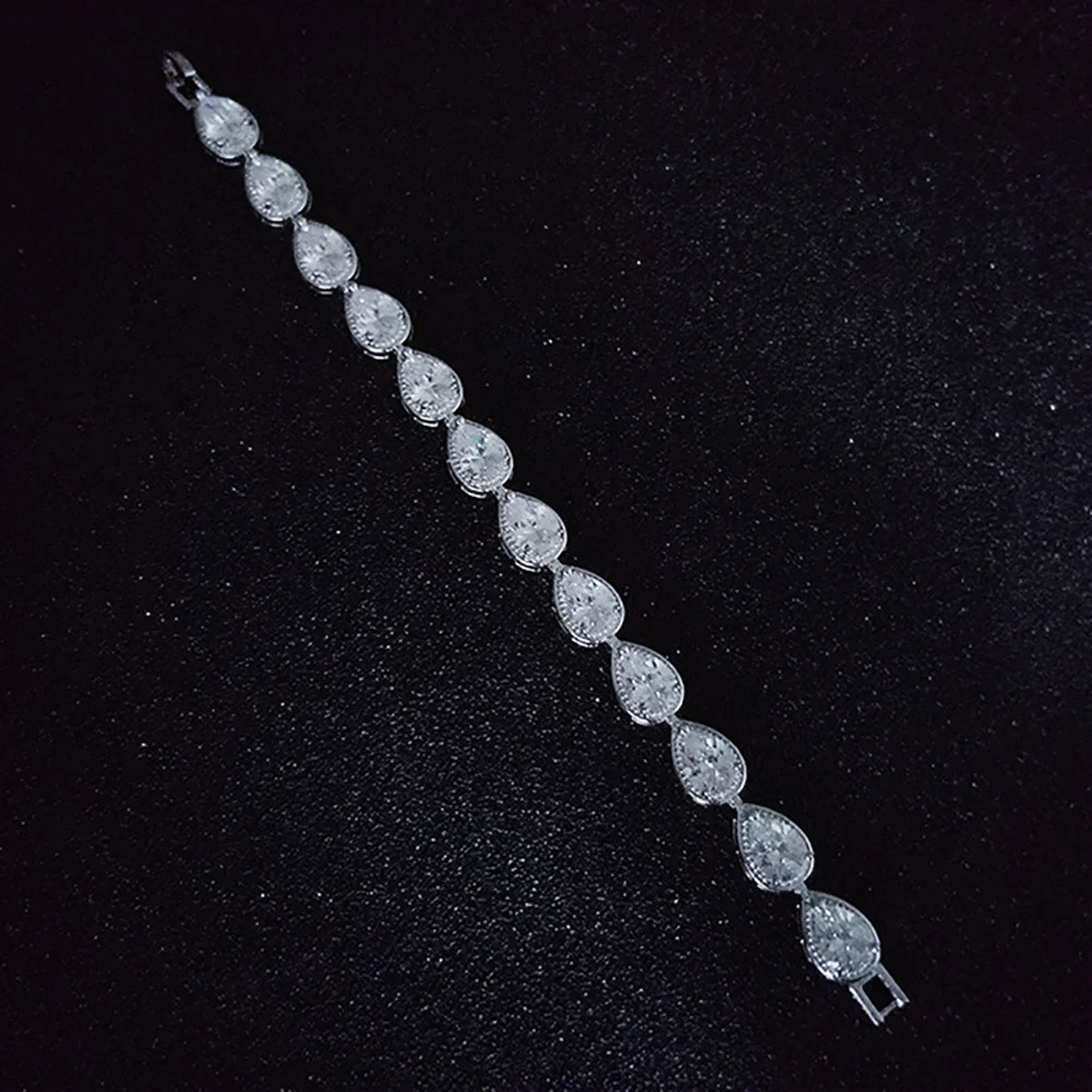 18CM Angel Tears Pear silver color on hand Bracelet Bangle For Women Anniversary Gift Jewelry Bulk Sell S5448 250321