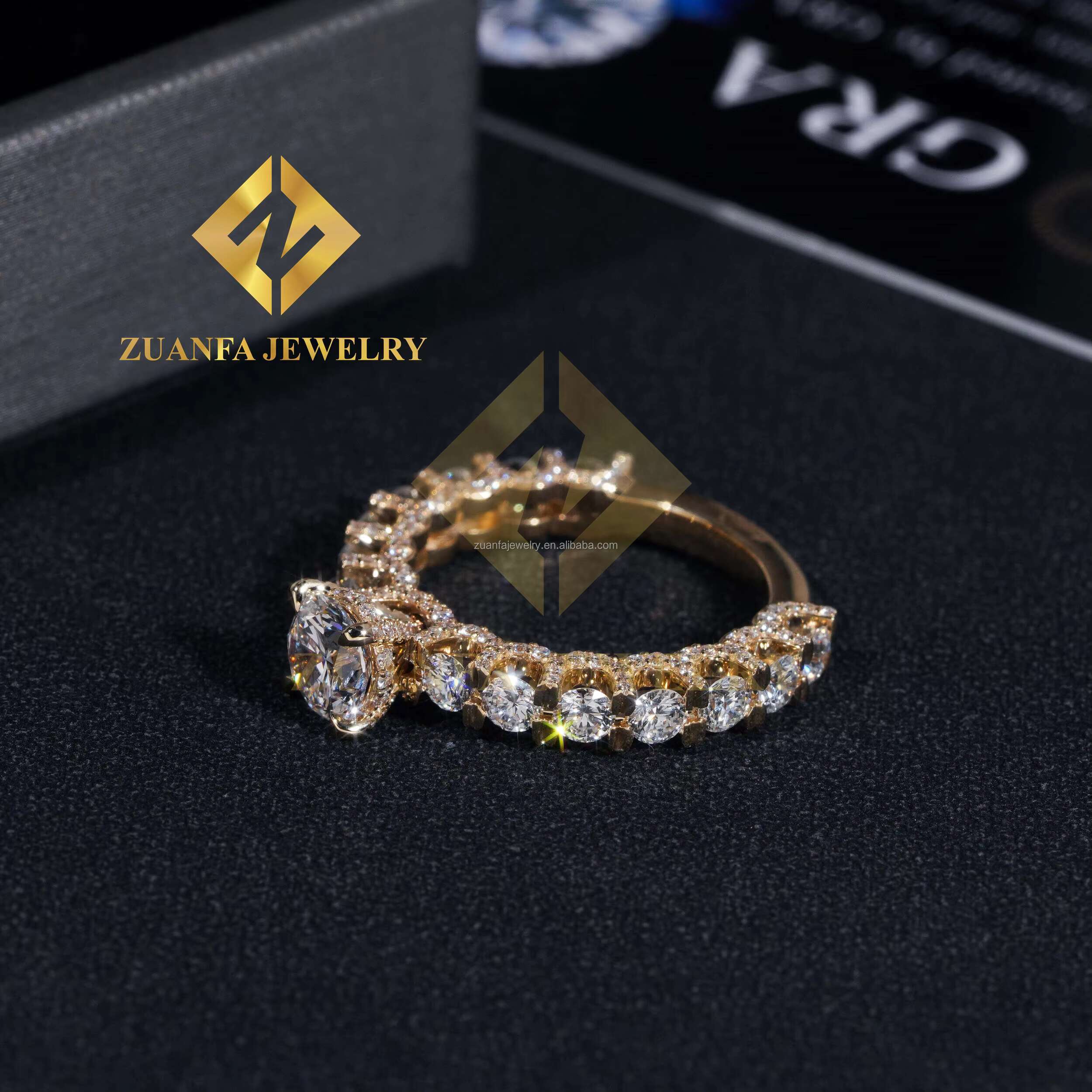10k Real Gold Boutique Bridal Wedding Jewelry Flawless 8.5mm 3Ct Asscher Moissanite Diamond Engagement Wedding Solitaire Ring