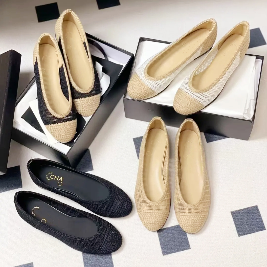 Lady Raffias ballet Flat shoe Luxury ballerina Designer mary jane shoe Summer fisherman prom Dress shoes Beach Outdoor moccasin hike Leather tweed casual Straw shoe