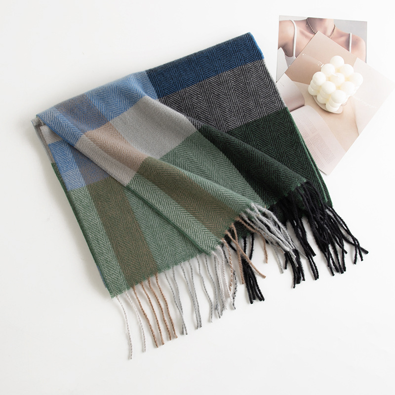 K256 Clearance imitation cashmere plaid scarf women autumn and winter atmosphere foreign trade fashion all-match cold protection warm neck shawl