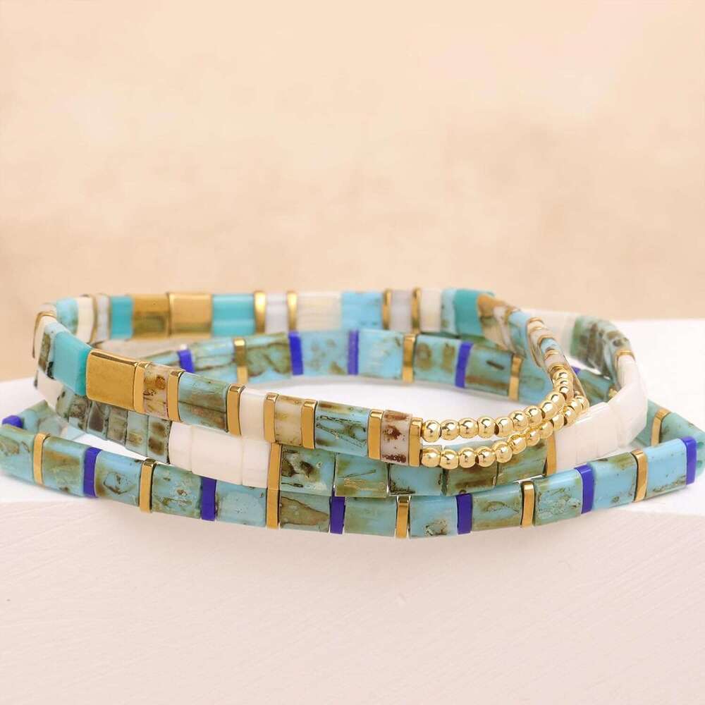 Tila Flat Seed Stack Bracelets Set for Women, Boho Handmade Miyuki Glass Colorful Beads Friendship Stretch Bracelet Holiday Prom Jewelry Gift.