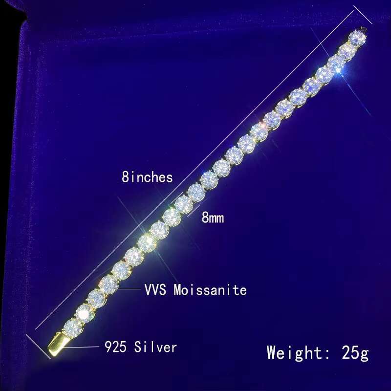 Lifeng Jewelry Sier Dia Link Chain Wrist Ice Out 6MM VVS Moissanite Hip Hop Tennis Bracelet