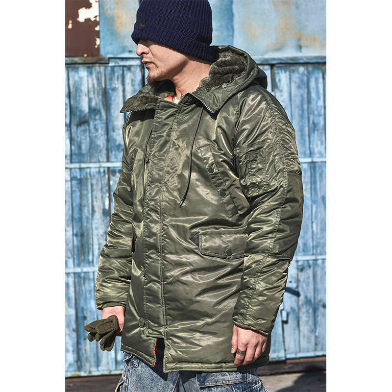 Norman Long American Military Equipment N3b Pilot Cotton Men's Winter Coat Hooded Thick Medium Long Style Trendy