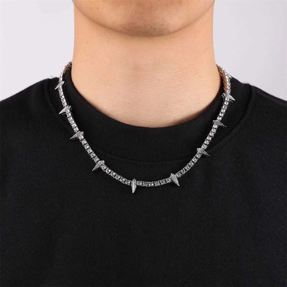 D Z Hip Pop 4MM Tennis Chain Dropwater Sparkling Ice Out Colored Water Diamond Necklace Suitable for Men Women Suffocating Jewelry Party Gifts Y250329