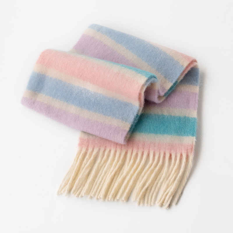 K260 Fluffy large fleece scarf for women high-end new Maillard plaid autumn and winter shawl warm neck scarf cross-border wholesale