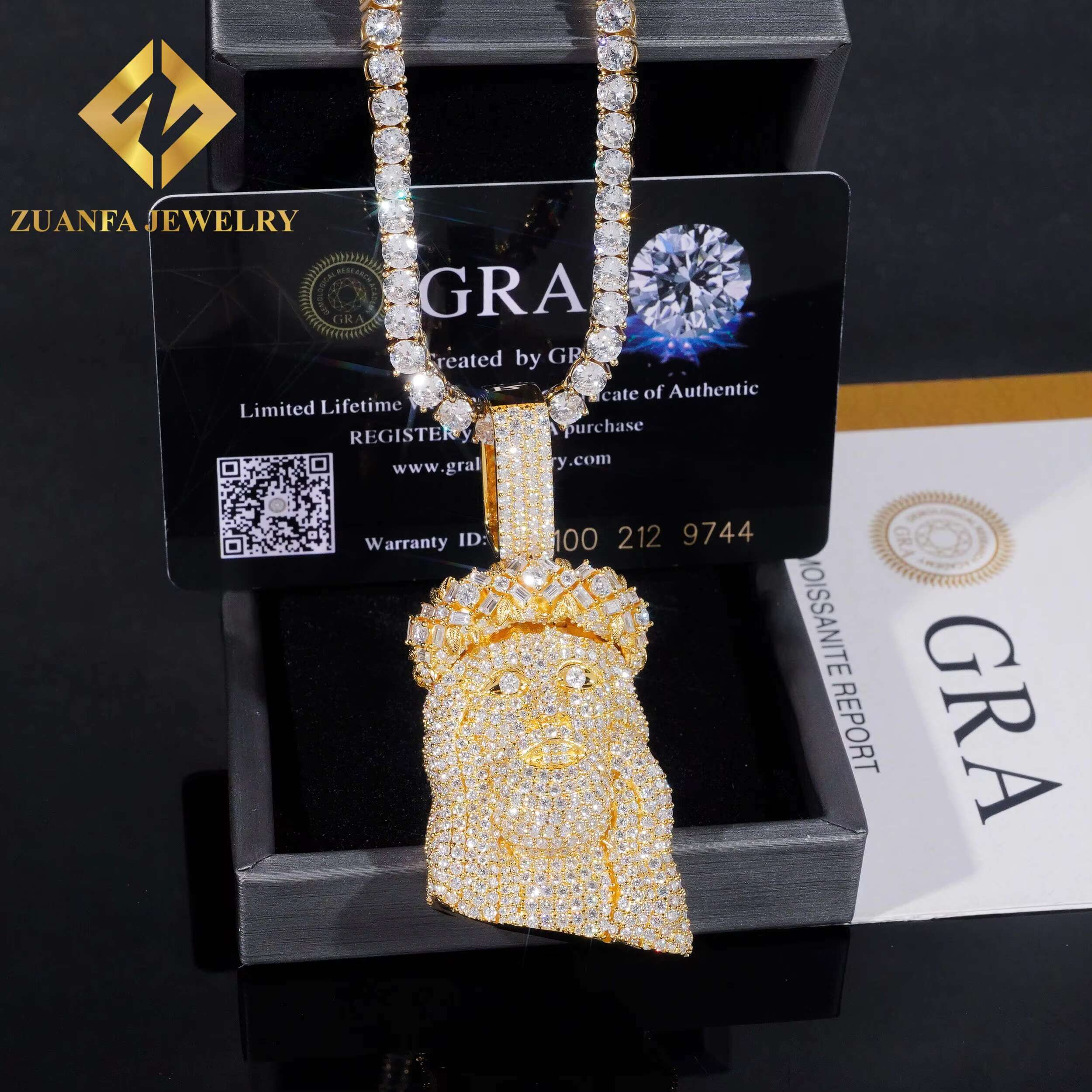 Hip Hop Jesus Jewelry 925 Silver VVS Moissanite Gold Plated Pendant Iced Out Fashion Pendant Fit Tennis Chain