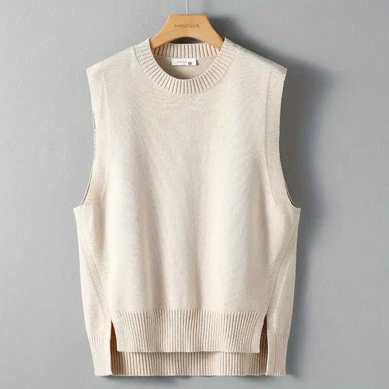 Casual waist shirt loose knit mens vest Korean popular clothing Y2k sleeveless fashion sweater mens new top X250329