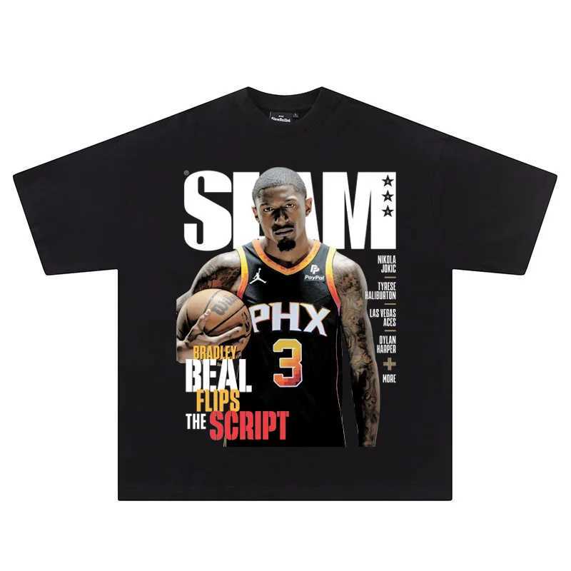 Hip Hop Streetwear Men Tshirts Basketball Star Print T Shirt 100%Cotton Breathable Tees Unisex Oversized Casual Y2K Clothes X250329
