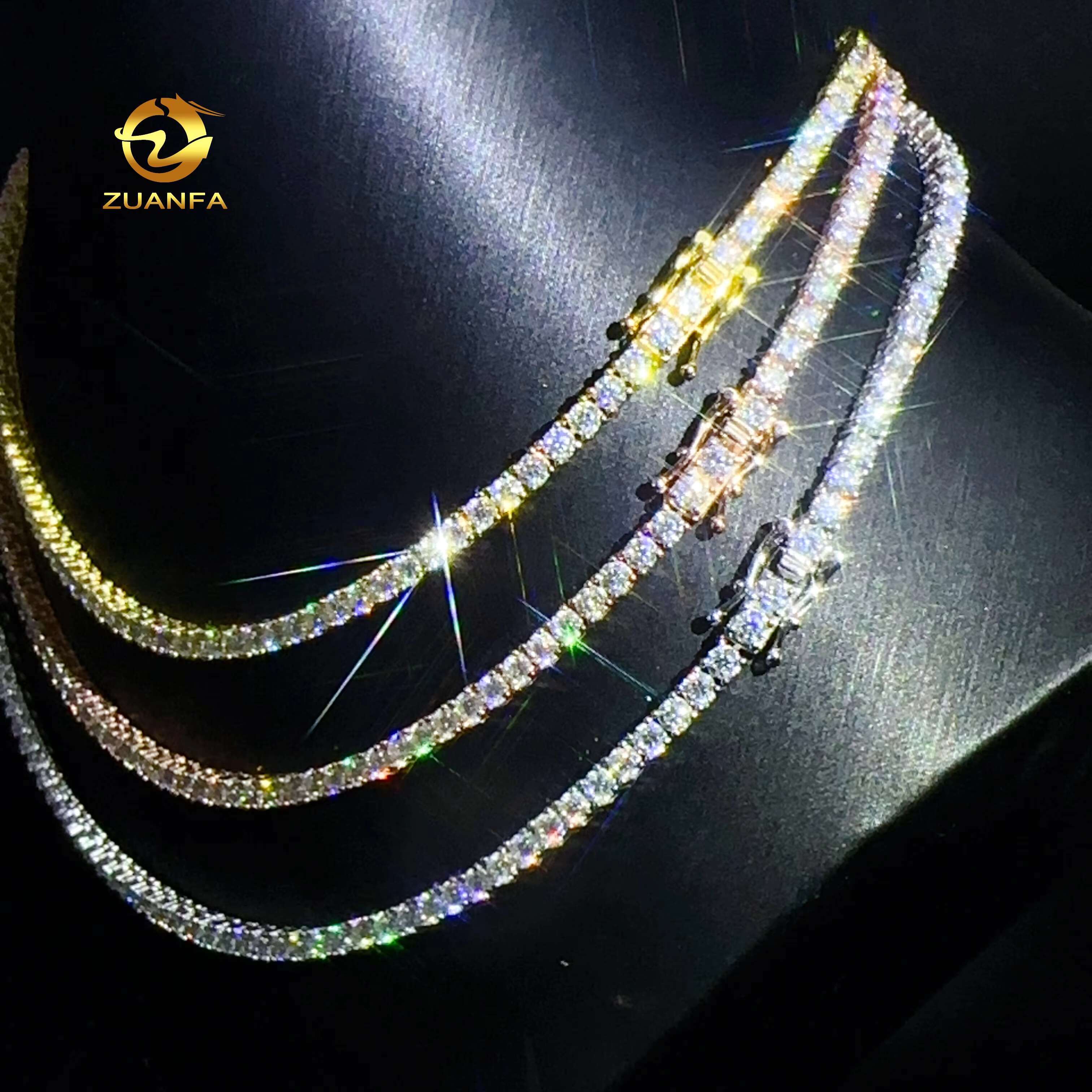Jewelry Tennis Chain 925 Silver Lab Diamond 3mm Moissnite Tennis Necklace Bracelets Men Women Pendant Chain