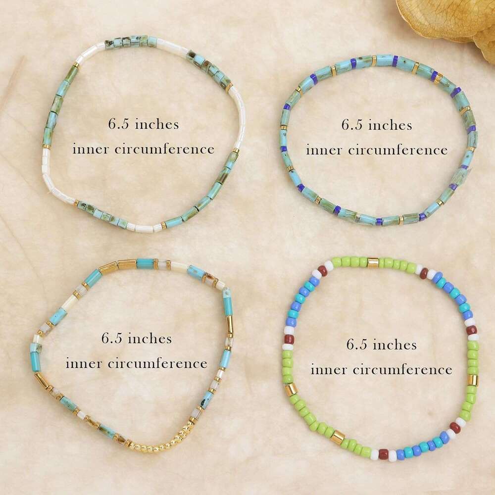 Tila Flat Seed Stack Bracelets Set for Women, Boho Handmade Miyuki Glass Colorful Beads Friendship Stretch Bracelet Holiday Prom Jewelry Gift.