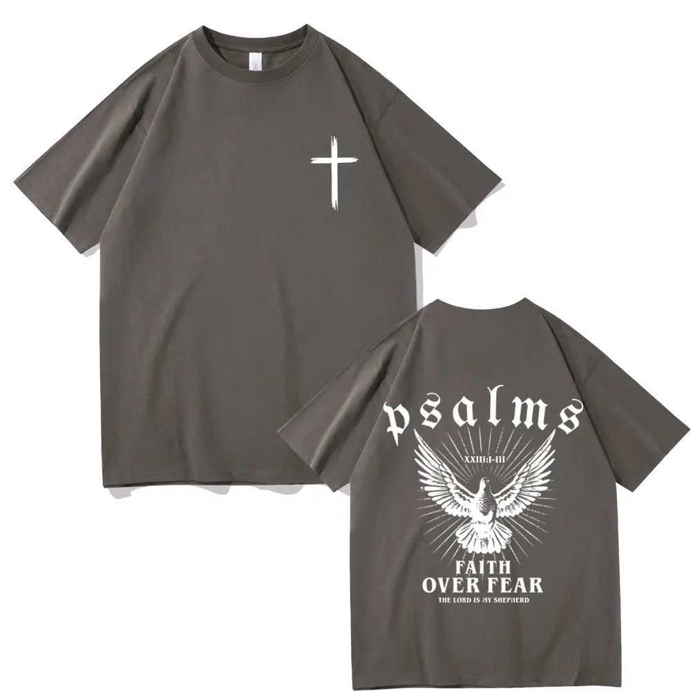 Jesus Faith Over Fear Christian Peace Dove Graphic T-shirts Men Women Fashion Casual Oversized T Shirt Man 100% Cotton Tshirt X250329