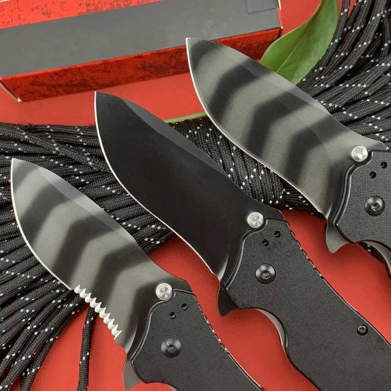 0350 Pocket Folding Knife Half Tooth Tiger pattern Titanium S30V Knife Outdoor Hunting Survival Knives EDC Multipurpose ToolsZ250329