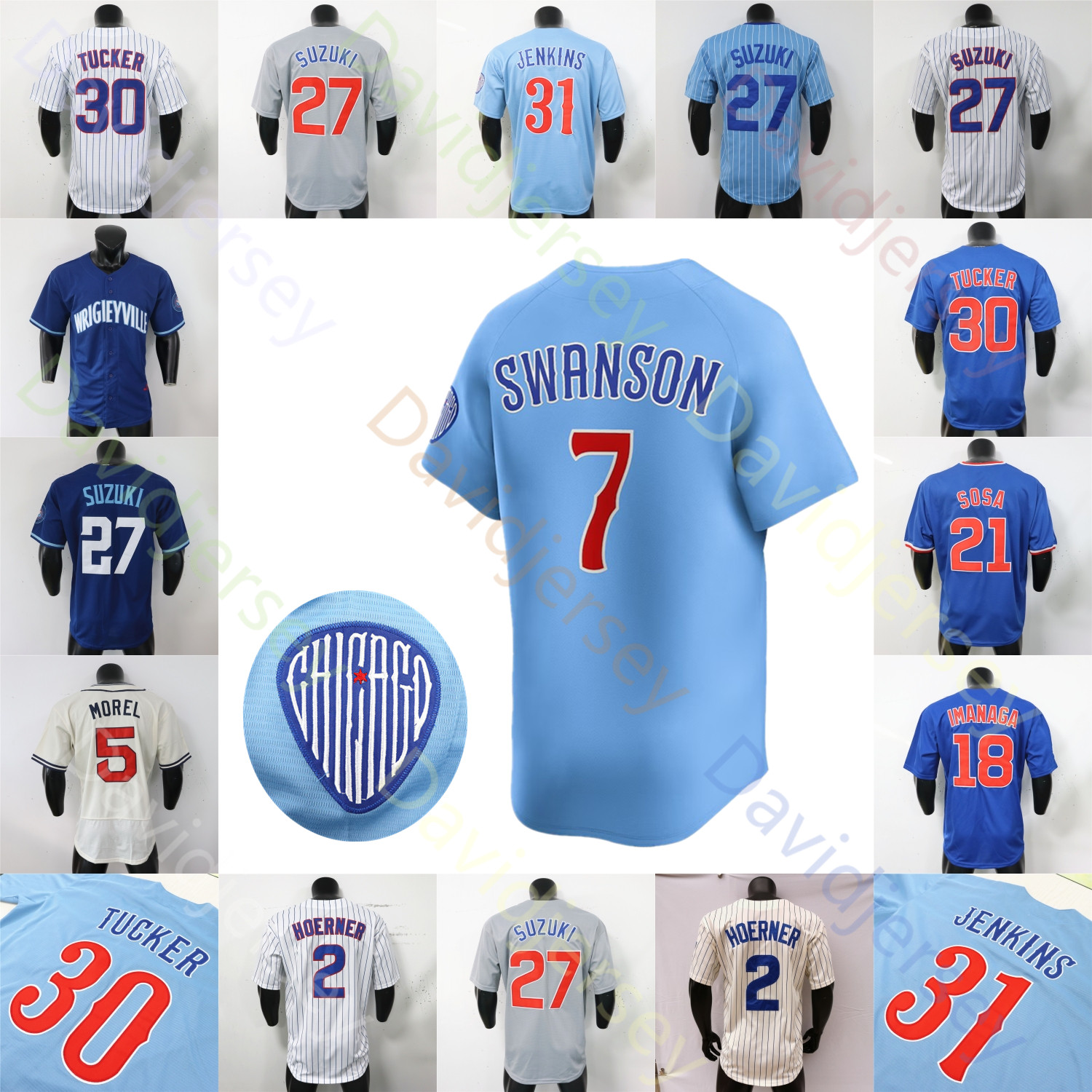 2025 Baby Blue Jersey Kyle Tucker Crow-Armstrong Shota Imanaga Matt Shaw Dansby Swanson Ian Happ Seiya Suzuki Hoerner Steele Amaya Michael Busch Workman Women Youth