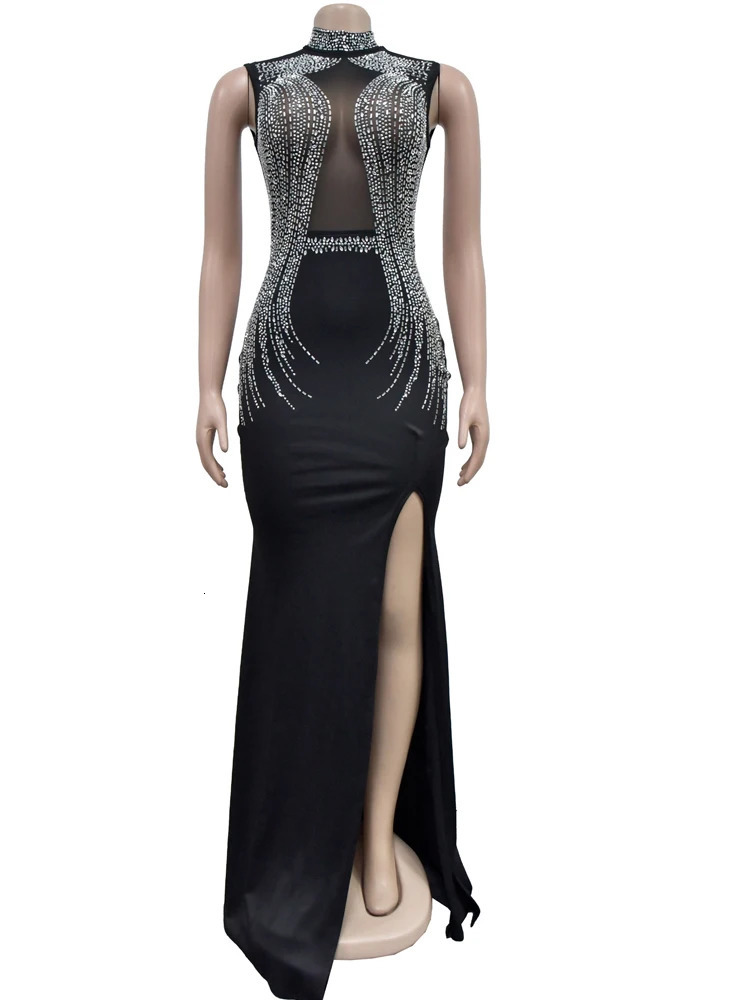 Bonnie Forest Elegant Rhinestones Decor Maxi Dress Long One-Piece Dress Gown Sequins Woman Party Dress Birthday Outfits 250327