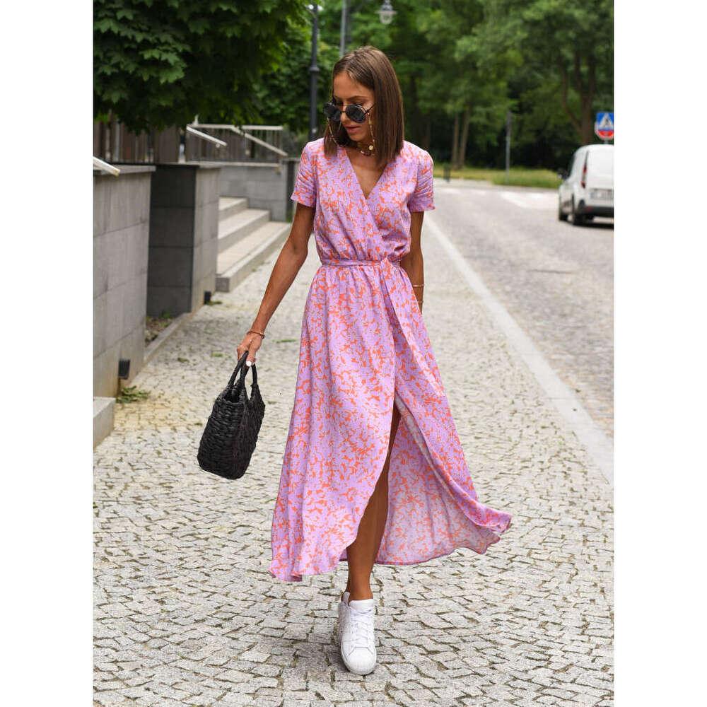 Dresses for Woman Party Dresses for Woman Designer Summer Dress Undefined Goth Designer Dress 2025 Womens Summer New V-neck Printed Lace Up Dress clot
