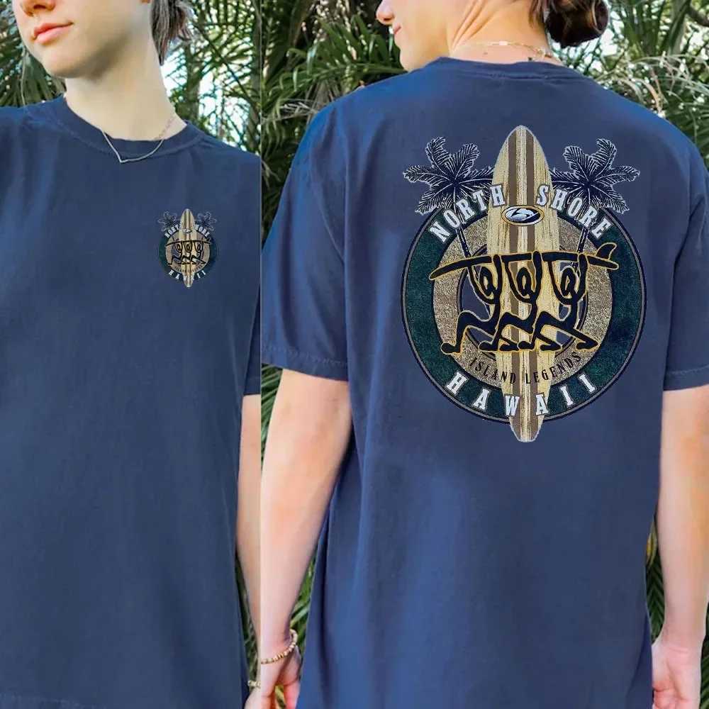 Hawaiian Traditions North Shore Hawaii Surfing Men Women White High Qulaty Cotton T-shirt Comfortable Beach-style Surf Tee Tops X250329