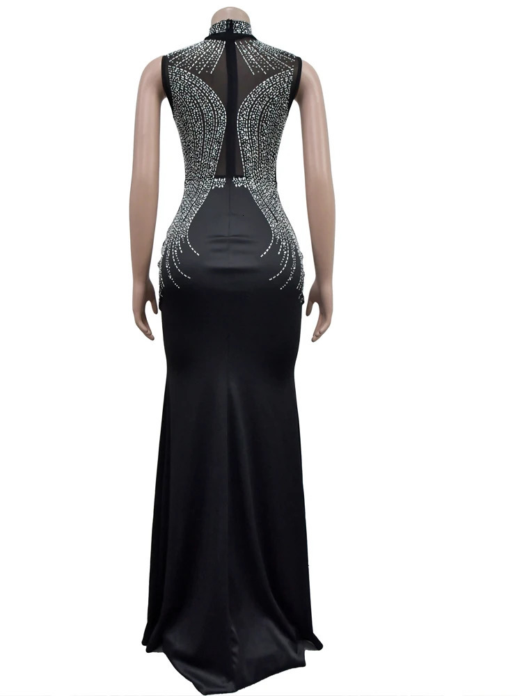 Bonnie Forest Elegant Rhinestones Decor Maxi Dress Long One-Piece Dress Gown Sequins Woman Party Dress Birthday Outfits 250327