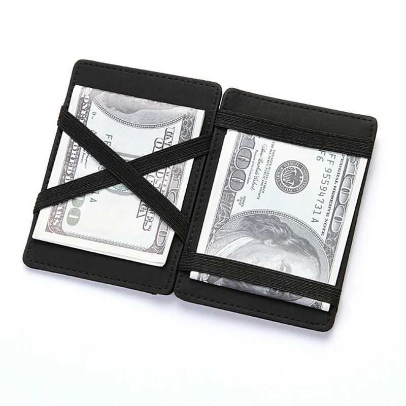 Mini mens card holder wallet zipper coin pocket ultra-thin magic mens wallet high-quality PU leather bank card small mens walletXJ250329