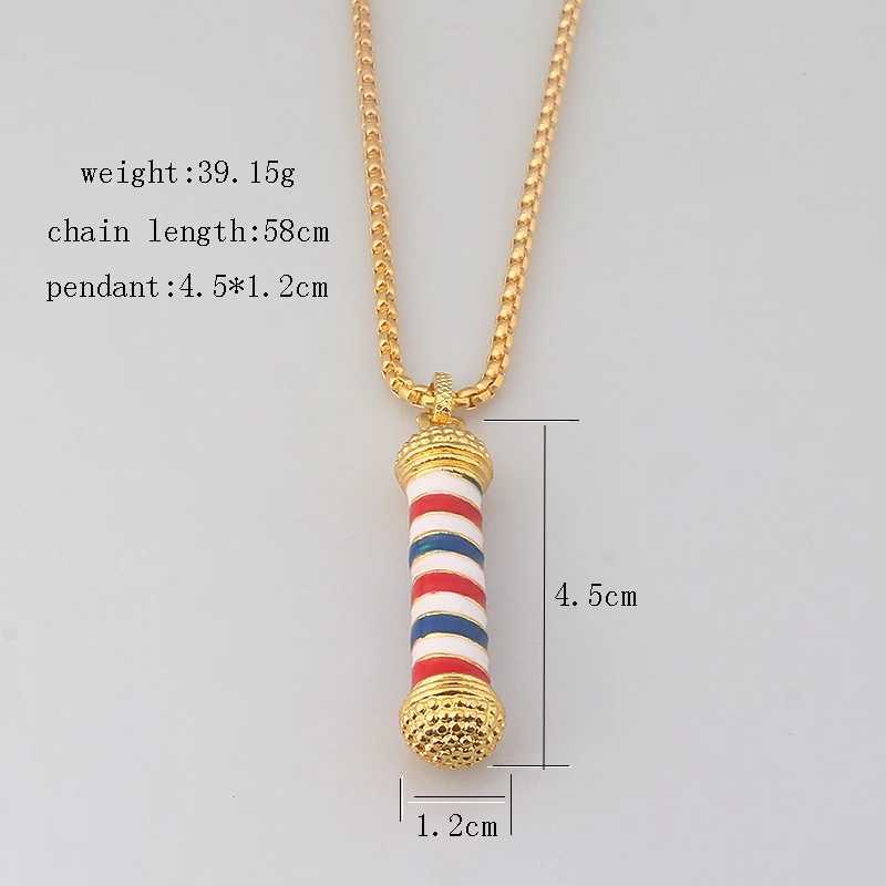 Fashion Barber Shop Pole 3D Barber Pole Chain Pendant Necklace Hip Hop Barber Gothic Jewelry Necklace Y250329
