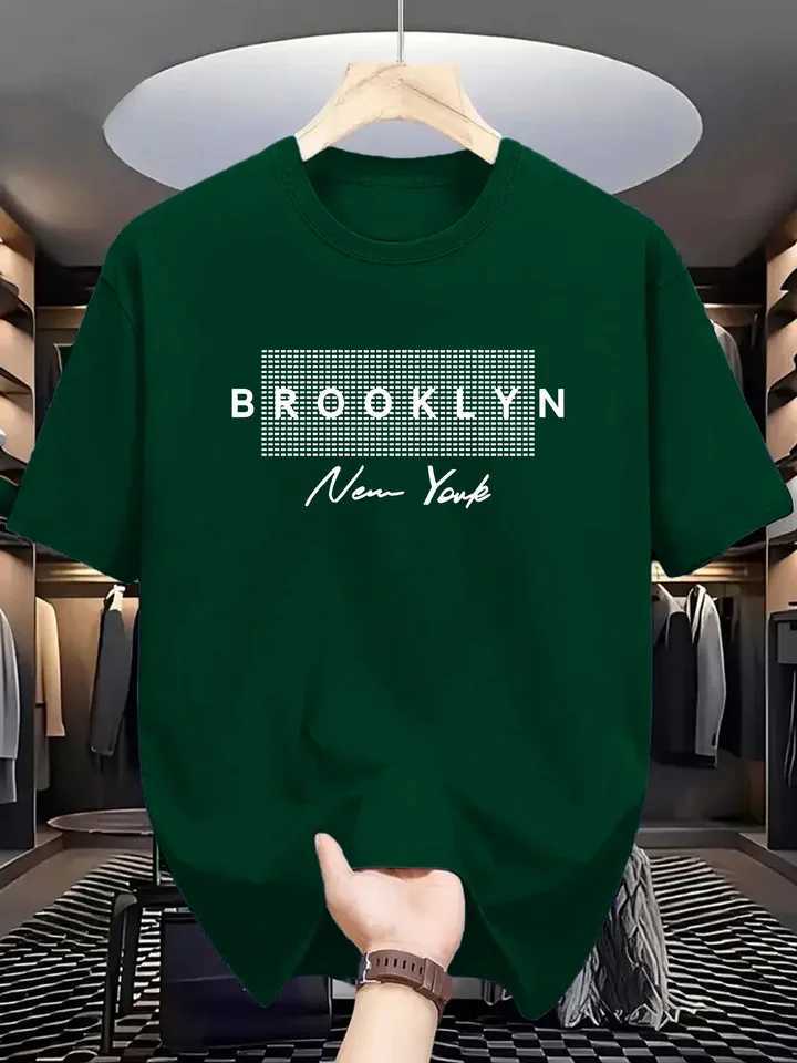 Brooklyn NY Mens T-shirt 100% Polyester Style T-shirt Crew Neck Slightly Stretchy Fabric Summer Casual Short Sleeve Top W250329