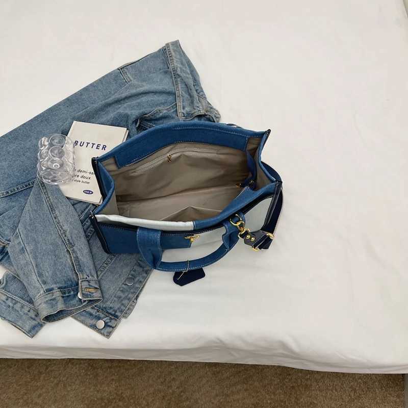 Designer bag New luxury denim fabric womens handbag square shoulder bag womens handbag designer fashionable and simple ten font Y250328