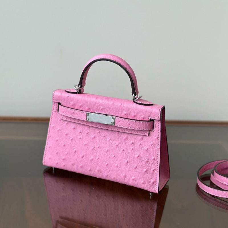 Designer Tote Womens Ostrich Pattern Crossbody Genuine Leather High Quality Pink Handbag Wallet Mini Handheld Shoulder Bag