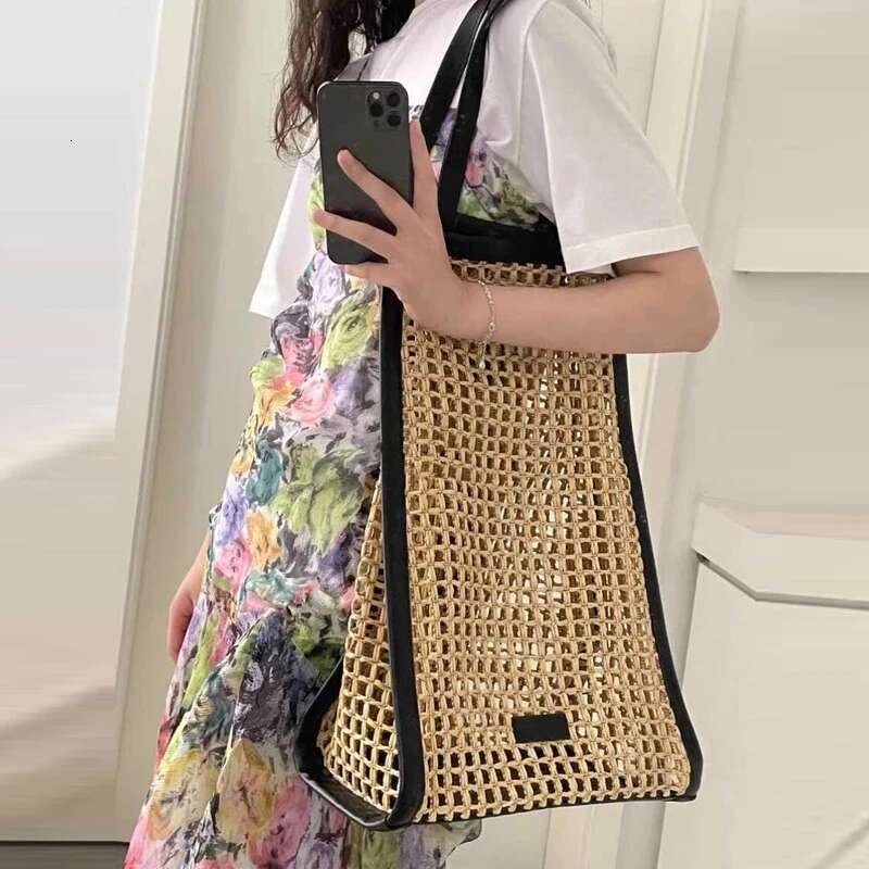 Weave Hollow Out Beach Bags For Women Designer Handbag Purses 2024 New In Casual Vacation Large Capacity Tote Shoulder