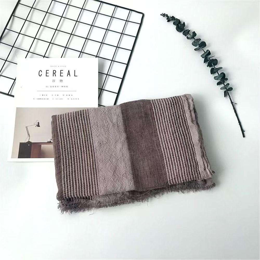T378 autumn and winter grid color matching scarf unique woven cotton scarf ethnic minority headscarf cold shawl