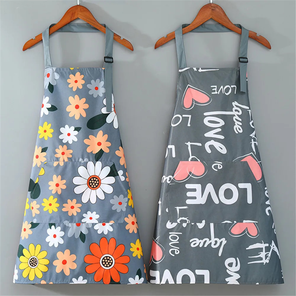 Cute Flower Kitchen Household Oil-Proof Cooking Apron For Women Children Men Kitchen Waterproof Adult Coffee Baking Accessories 250328
