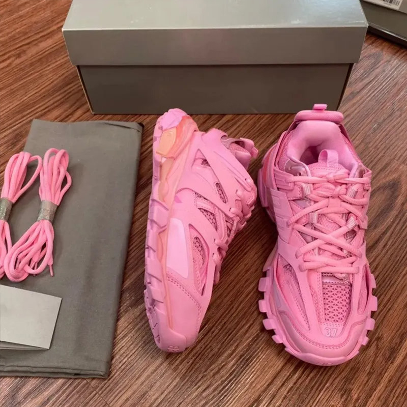 Designer Men Women Casual Shoes Track 3.0 7.0 7.5 Paris Triple White Black Pink Grey Beige Sneakers Gomma Leather Nylon Printed Platform 35-46