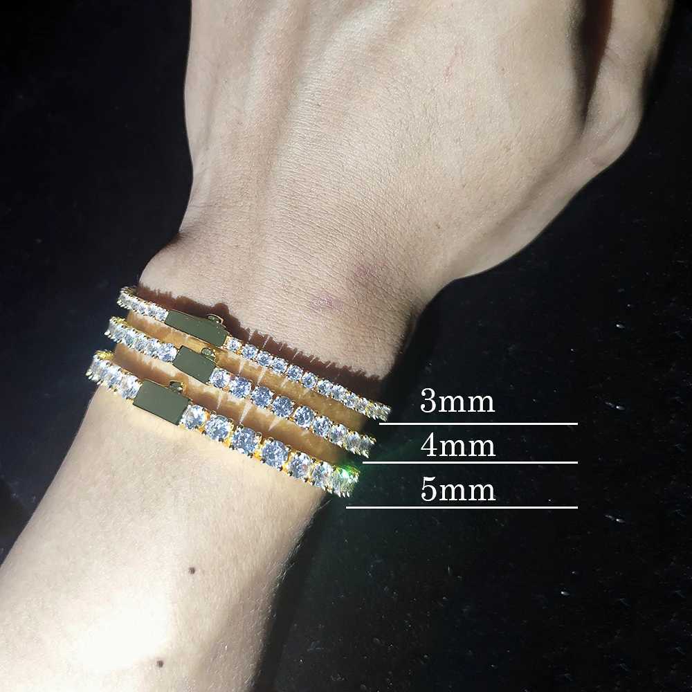 Hip hop tennis chain necklace suitable for men women ice point glitter CZ stone fashionable jewelry 3MM 4MM 5MM thin chain spring buckle Y250329