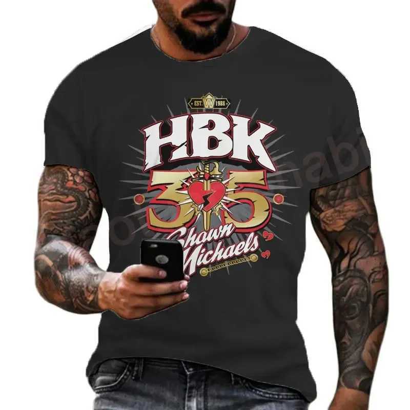 Summer Mens 3D Famous Wrestler Shawn Michaels T-shirt Childrens Street Large Round Neck Sports Top 26Y0424