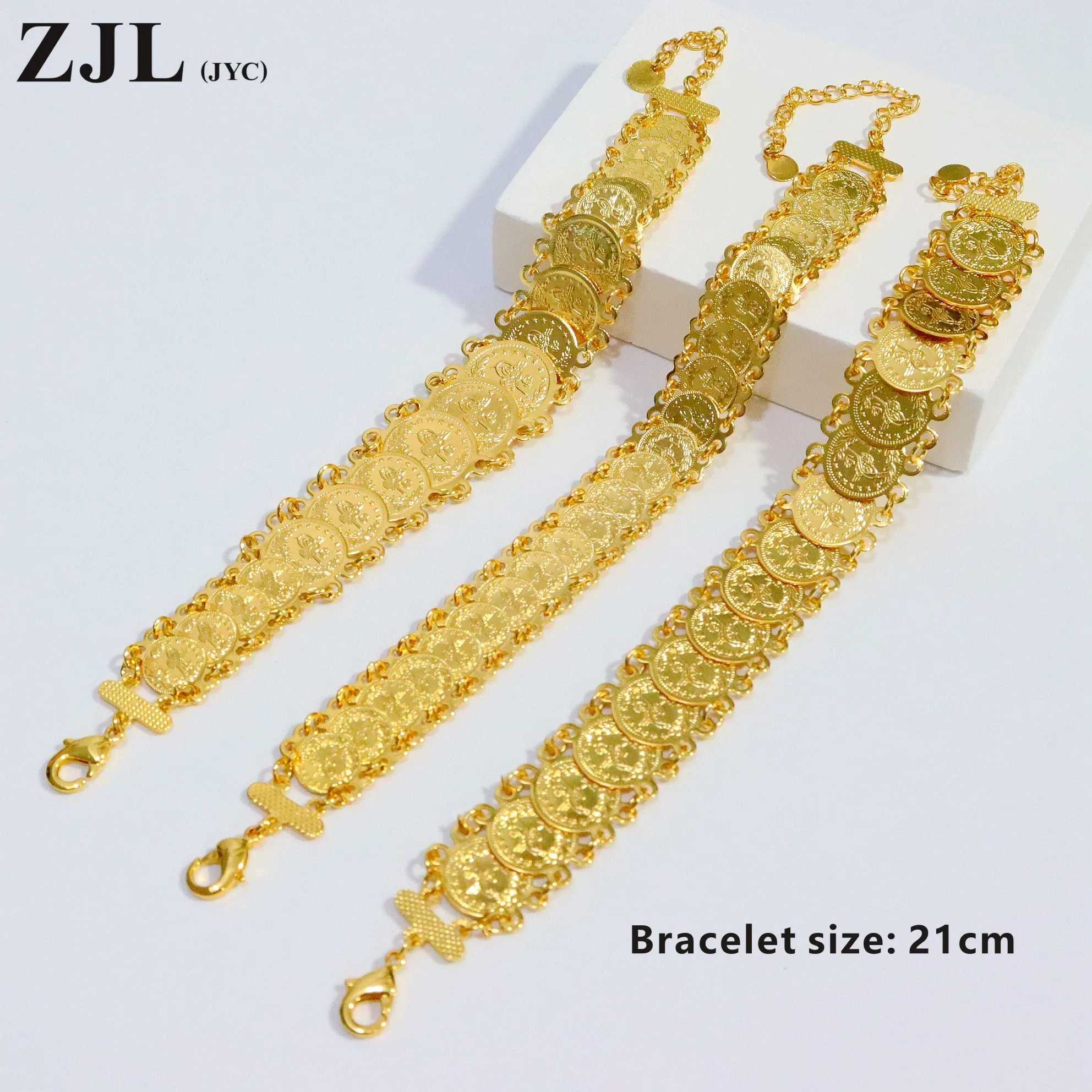 Luxurious 24K Gold-Plated Coin Bracelet with Exquisite Craftsmanship Z250329