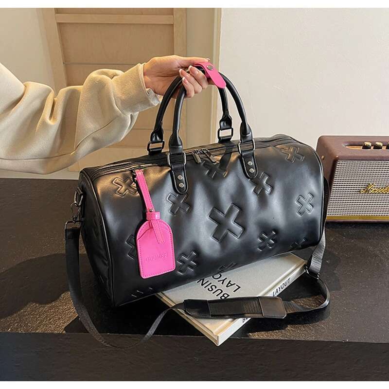 Women's Travel Duffle Fashion PU Leather Gym Fiess Yoga Lage Boston Handbag Outdoor Sports Suitcase Shoulder Tote Bag