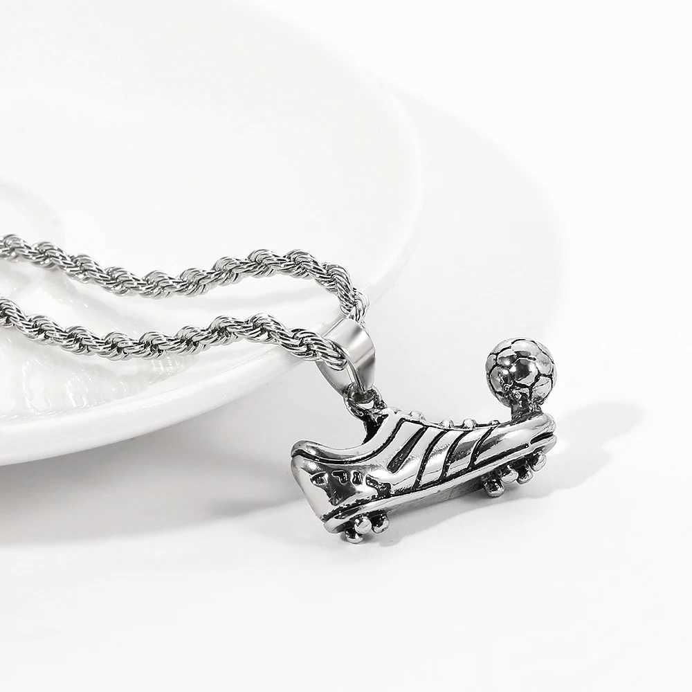 Hip hop punk football shoe pendant necklace mens fashion football necklace boys jewelry accessories gift Y250329