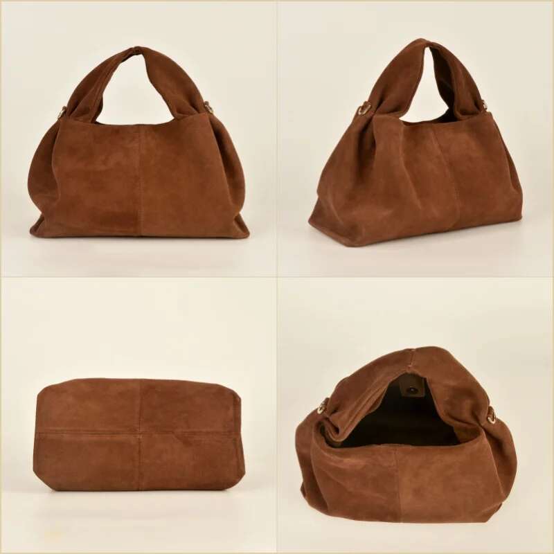 2024 New Dumpg Suede Leather Cowhide Large Capacity Handheld Single Shoulder Crossbody Bag Handbag For Women