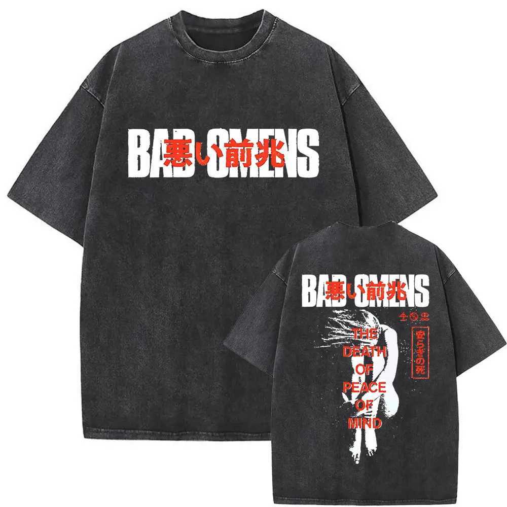 Washed Vintage Bad Omens Band Tshirt THE DEATH OF PEACE OF MIND T-shirts Men Women Oversized T Shirt Mens Rock Gothic T-shirt X250329