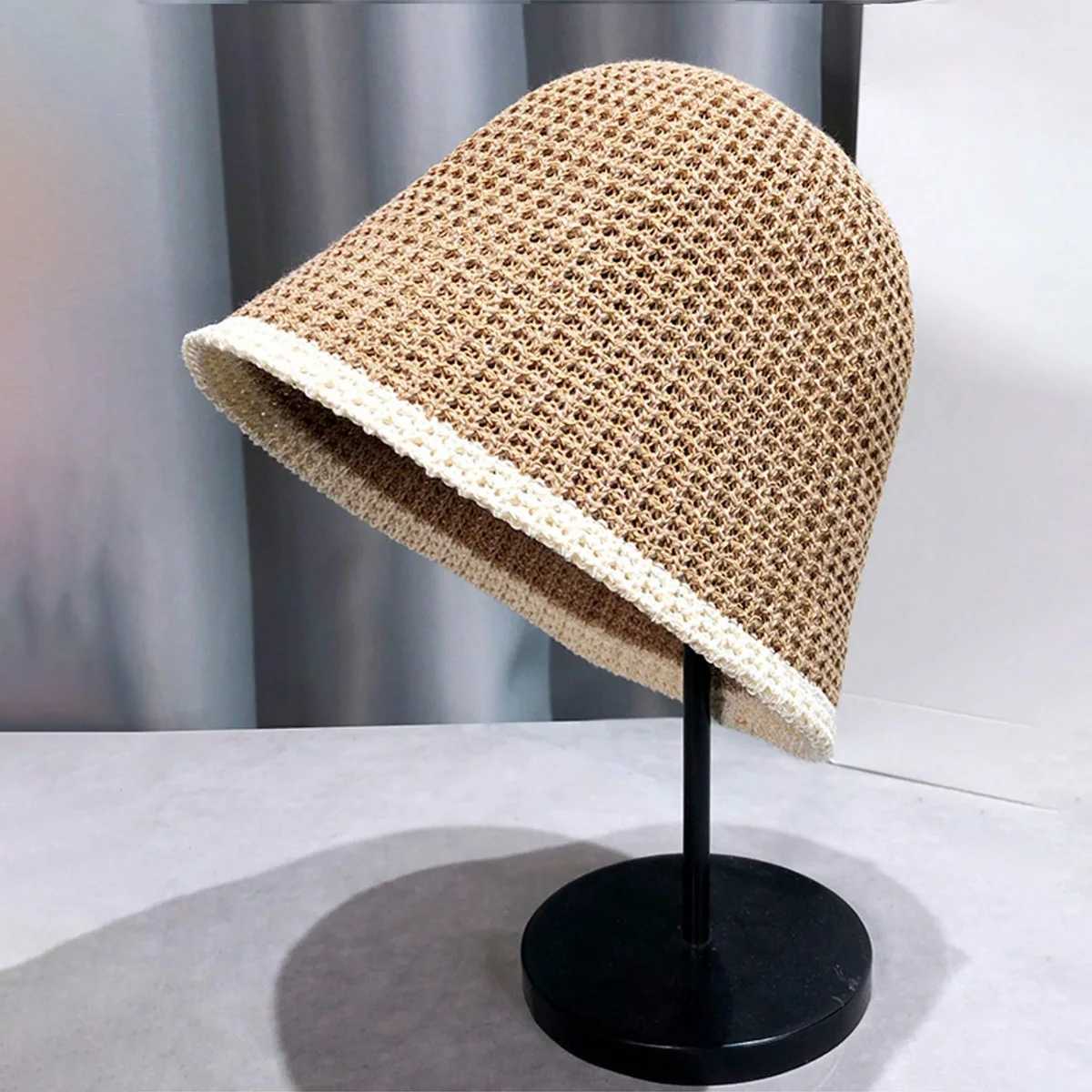 Summer Thin Breathable Fisherman Hat Trendy Sunshade Basin Hat Internet Celebrity Versatile Fashion Short Brim Woven Bucket Hat X250329