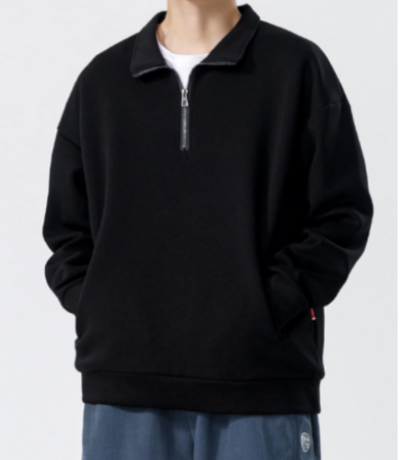 291 Turtleneck Sweatshirt for Men Autumn and Winter Thickened Loose Trendy Solid Color Casual