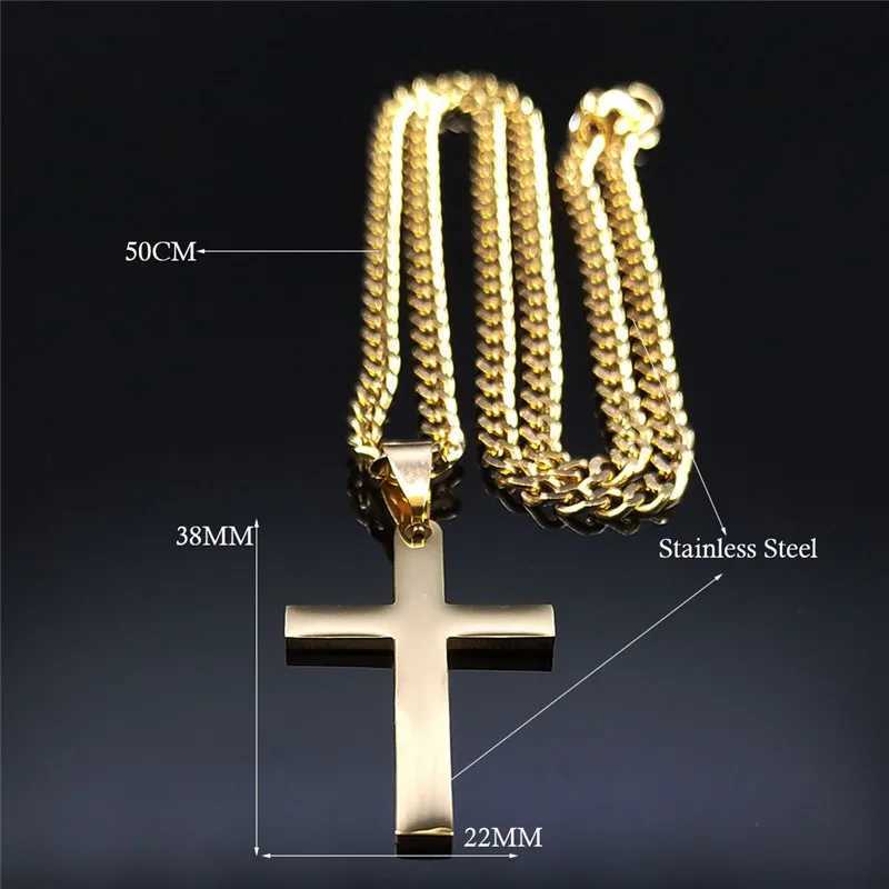 Christian Hip Hop Stainless Steel Jesus Cross Necklace Mens Gold Declaration Necklace Jewelry Collier Croix Y250329