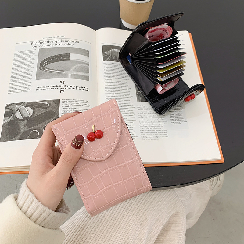 Light Luxury Designer Bag 2025 Spring New Cherry Pattern Organ Card Bag Crocodile Pattern Fashion Multi Functional Handbag Mini Wallet