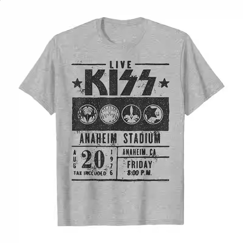 2025 Men and Womens KISS Band Rock Oversize Loose Cotton Round Neck Punk American Retro Mens Short Sleeve T-shirt 250324