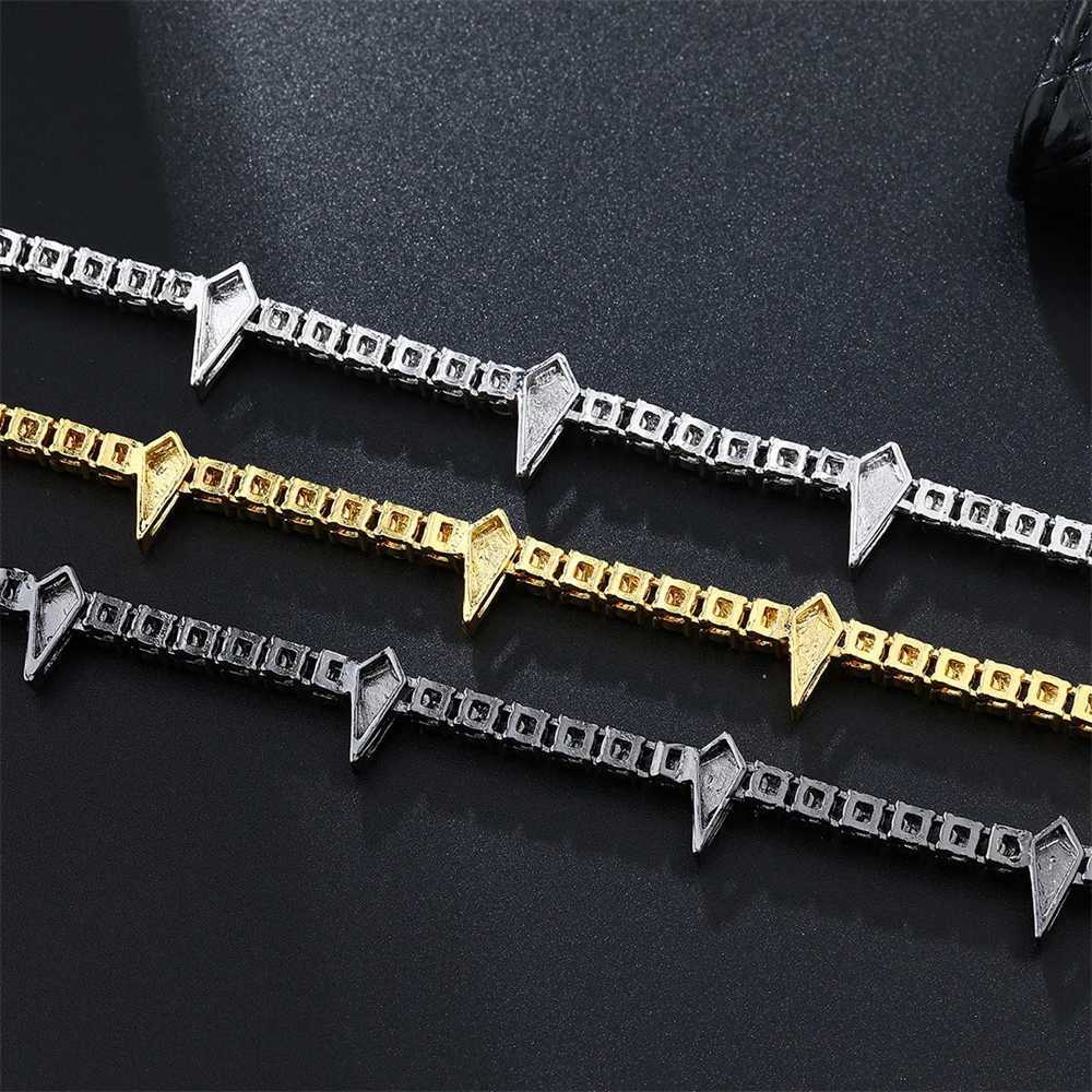 D Z Hip Pop 4MM Tennis Chain Dropwater Sparkling Ice Out Colored Water Diamond Necklace Suitable for Men Women Suffocating Jewelry Party Gifts Y250329