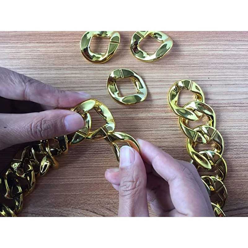 Hip Hop Gold Large Acrylic Thick Chain Necklace Mens Punk Super Large Plastic Chain Mens Jewelry Y250329