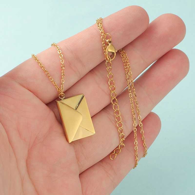 10 PCS/lot Detachable Envelope Pendant Necklaces Mirror Polish Stainless Steel Creative Love Letter DIY Necklace Y250329